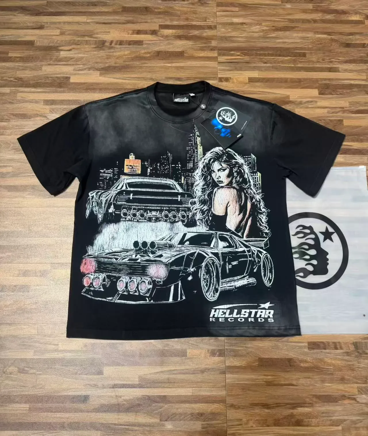 Hellstar 图案印花宽松黑色T恤 2
