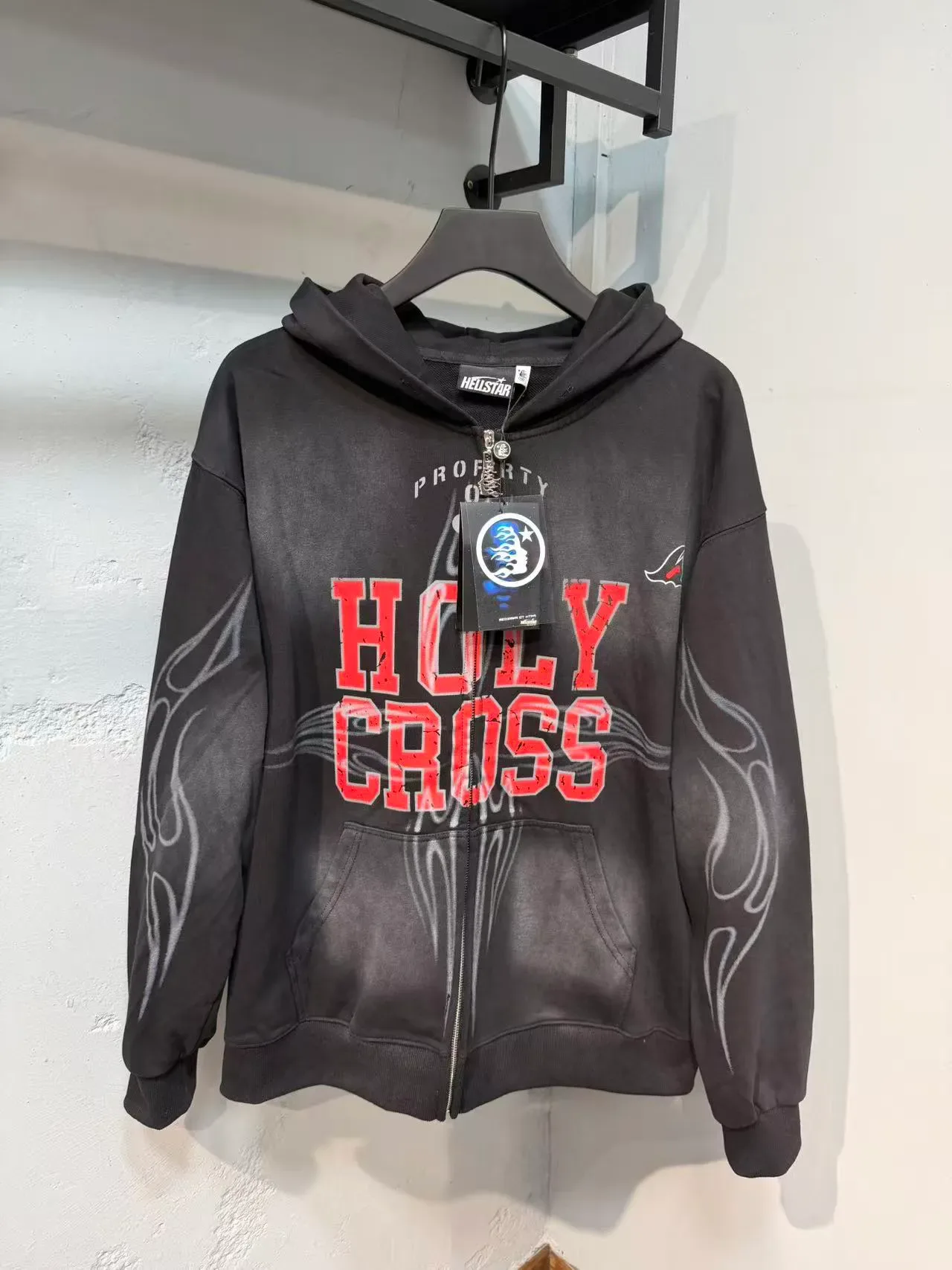 Hellstar Holy Cross Graphic Zip-Up Black Hoodie 5