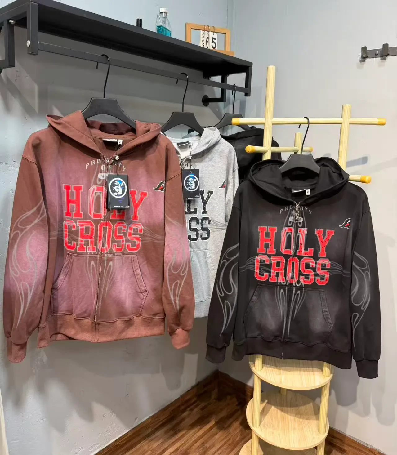 Hellstar Holy Cross Graphic Zip-Up Black Hoodie 7