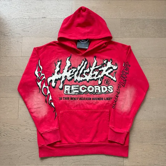 Hellstar Records ज्वाला ग्राफिक लाल ट्रैकसूट 2