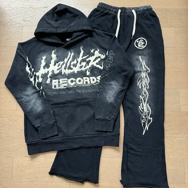 Hellstar Records ज्वाला ग्राफिक लाल ट्रैकसूट 9