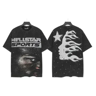 Hellstar Sports Distressed Black Graphic Oversized T-Shirt