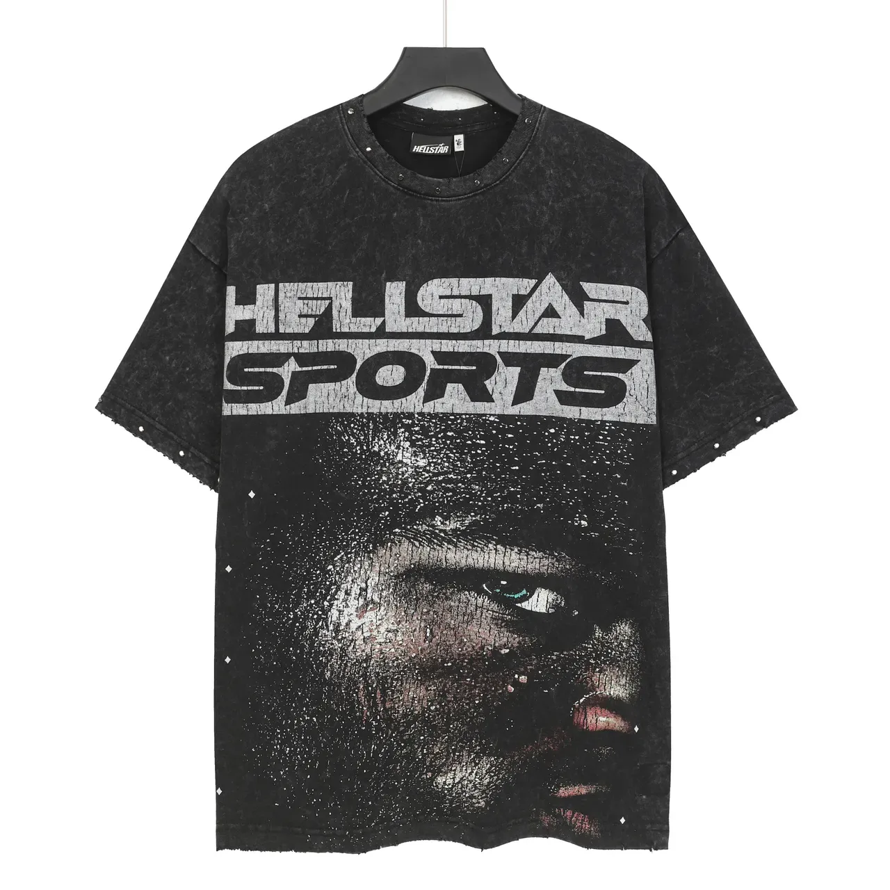 Hellstar Sports 黑色做旧印花宽松T恤 2