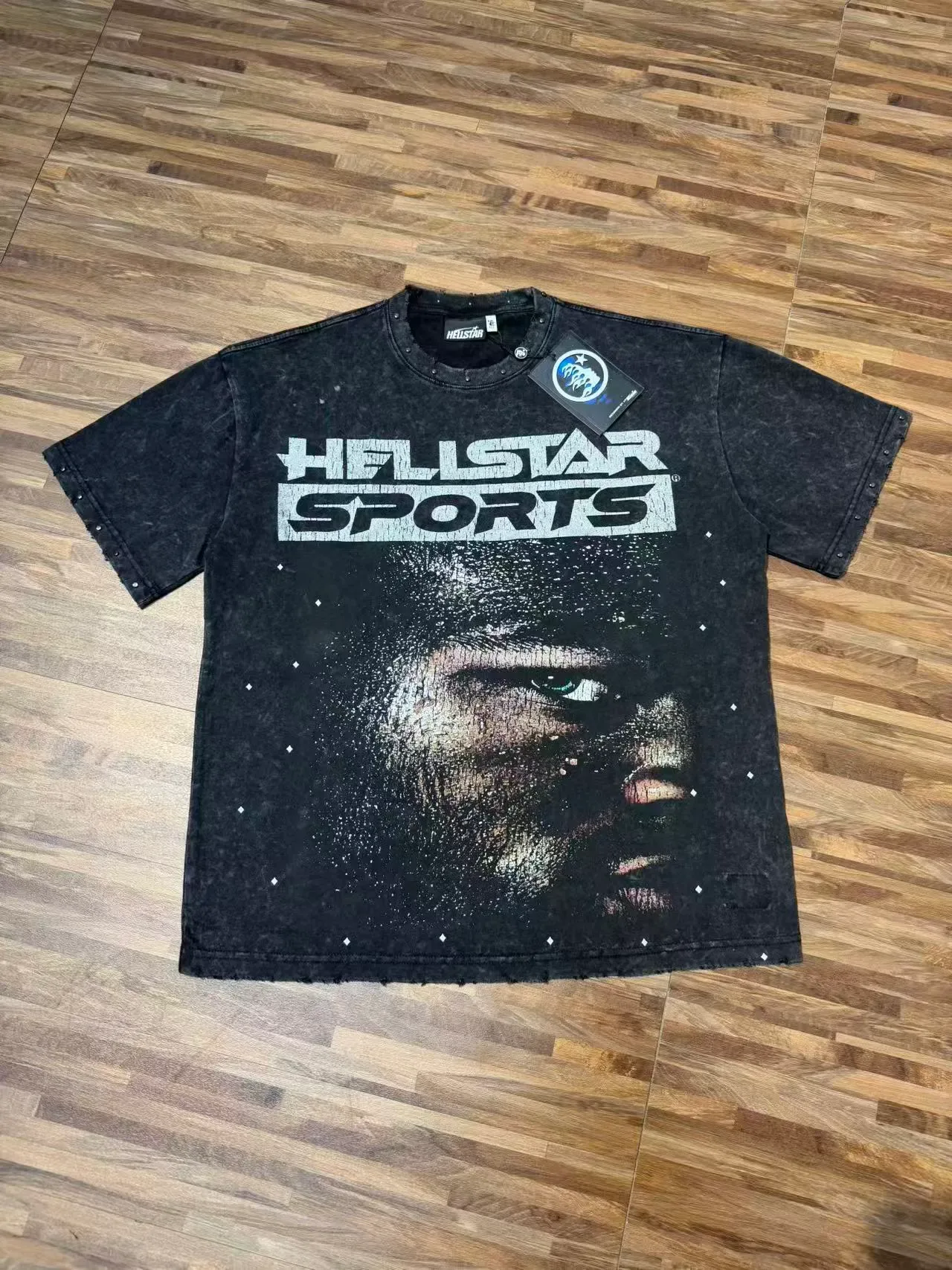 Hellstar Sports 黑色做旧印花宽松T恤 5