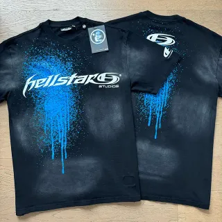 Hellstar Studios Spray-Drip Graphic Black T-Shirt
