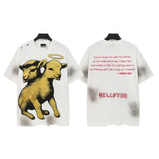 Hellstar Two-Headed Lamb Graphic Distressed Oversized T-Shirt