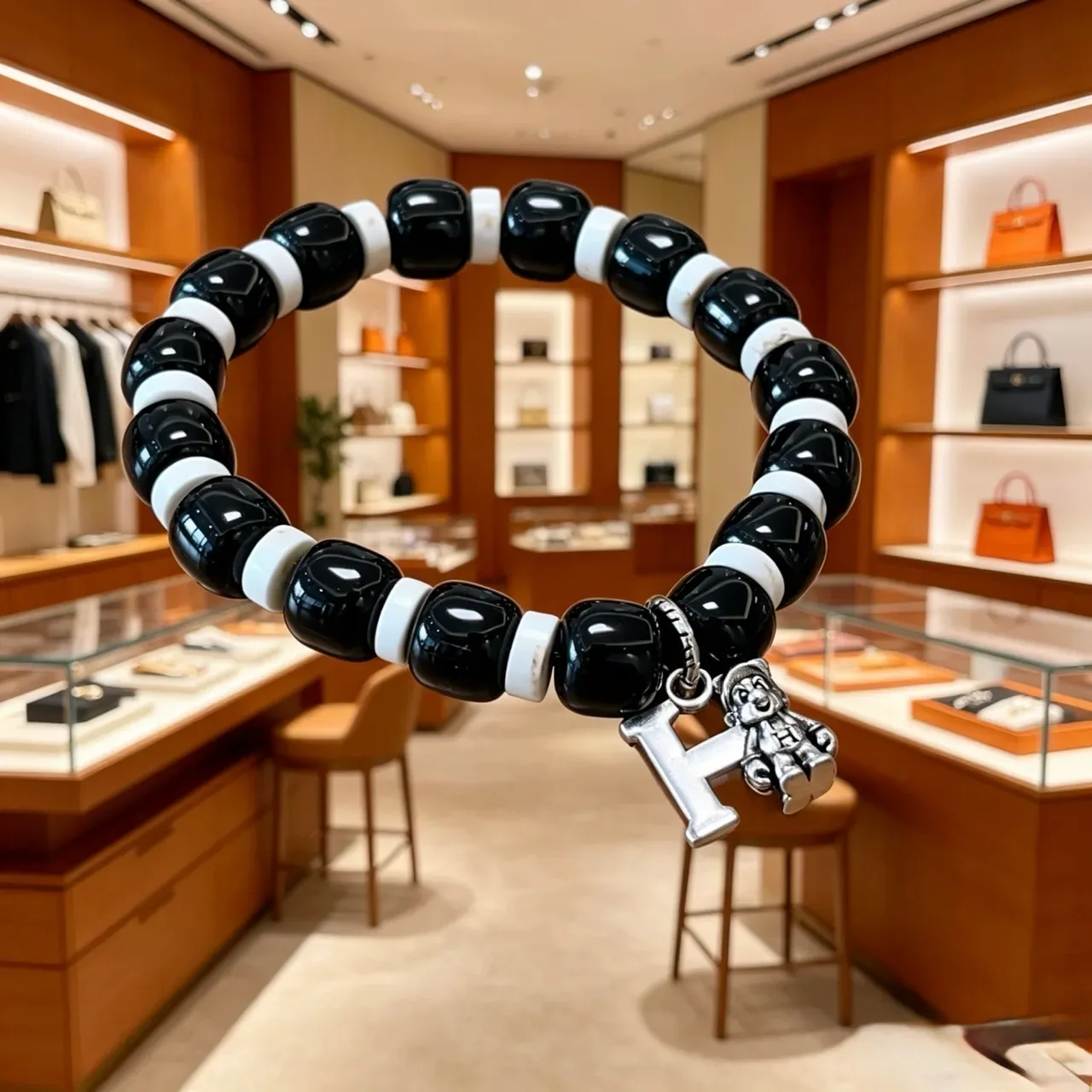Hermès 黑白串珠魅力手链 4