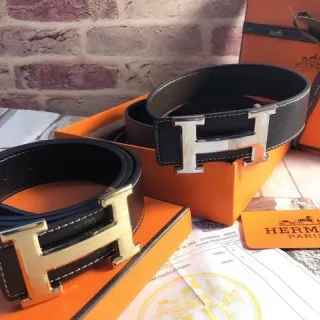 Hermès কালো সোনার Double-H বাকেল উলটোপাল্টা চামড়ার বেল্ট