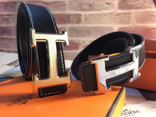 Hermès Black Gold Double-H Buckle Reversible Leather Belt 7