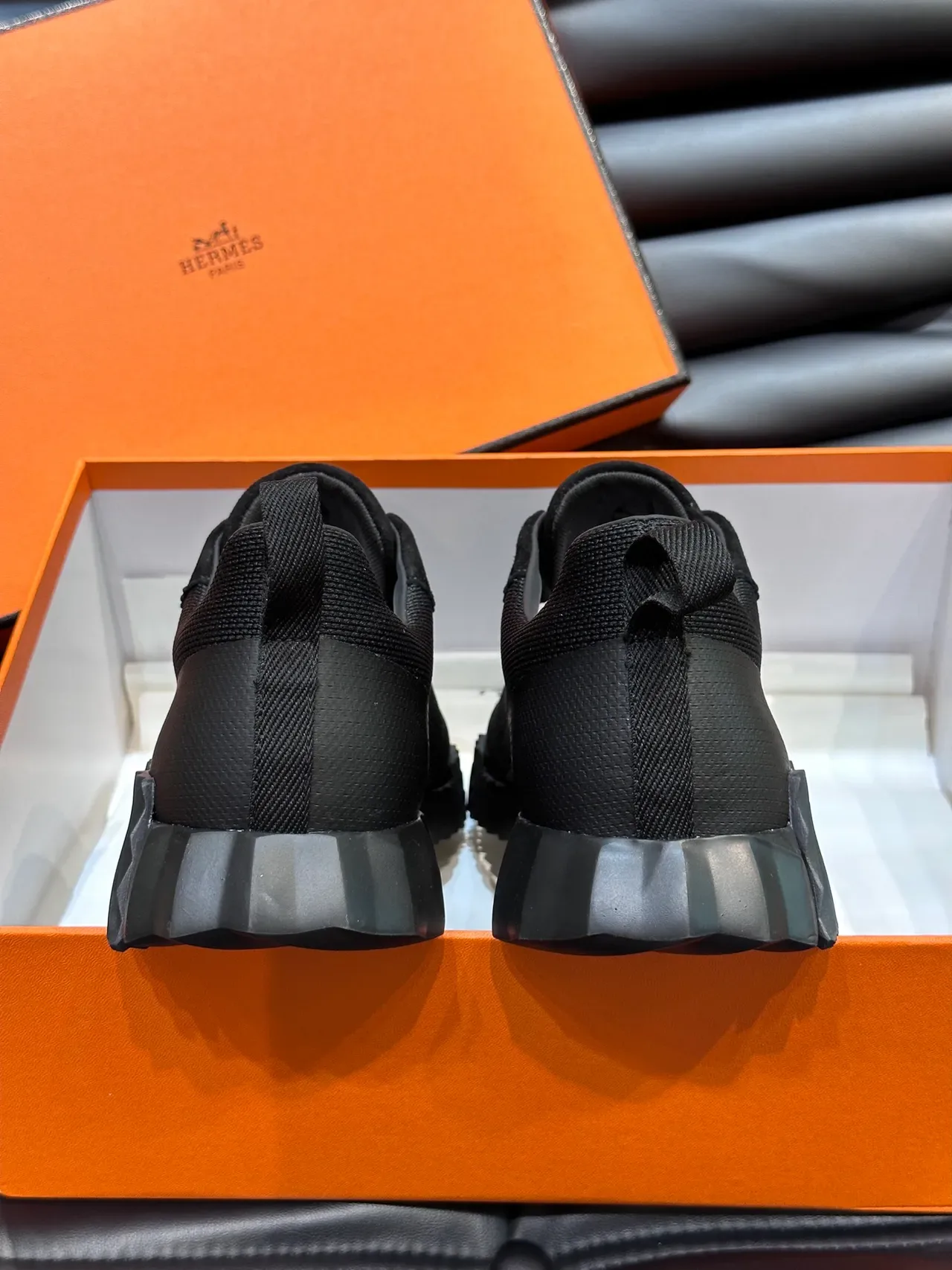 Hermès Black Monochrome Mesh And Suede Upper Lifestyle Sneakers 3