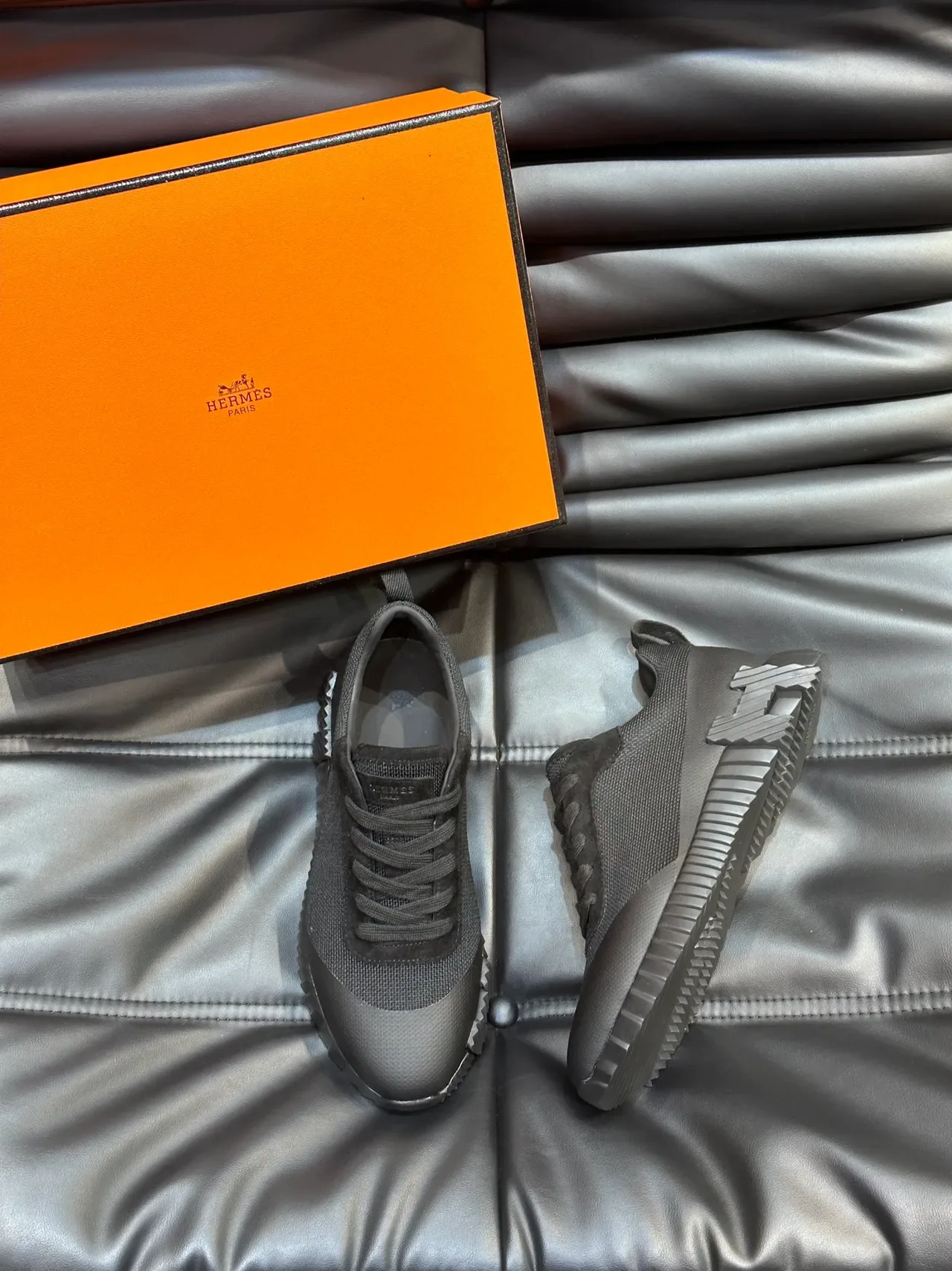 Hermès Black Monochrome Mesh And Suede Upper Lifestyle Sneakers 5