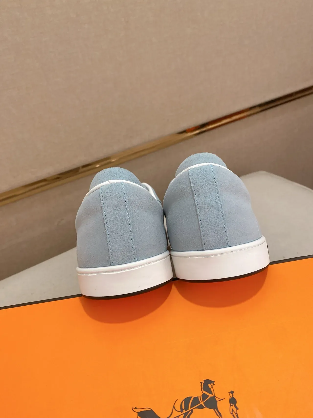 Hermès حذاء رياضي لايف ستايل أبيض أزرق سويد low-top silhouette 3