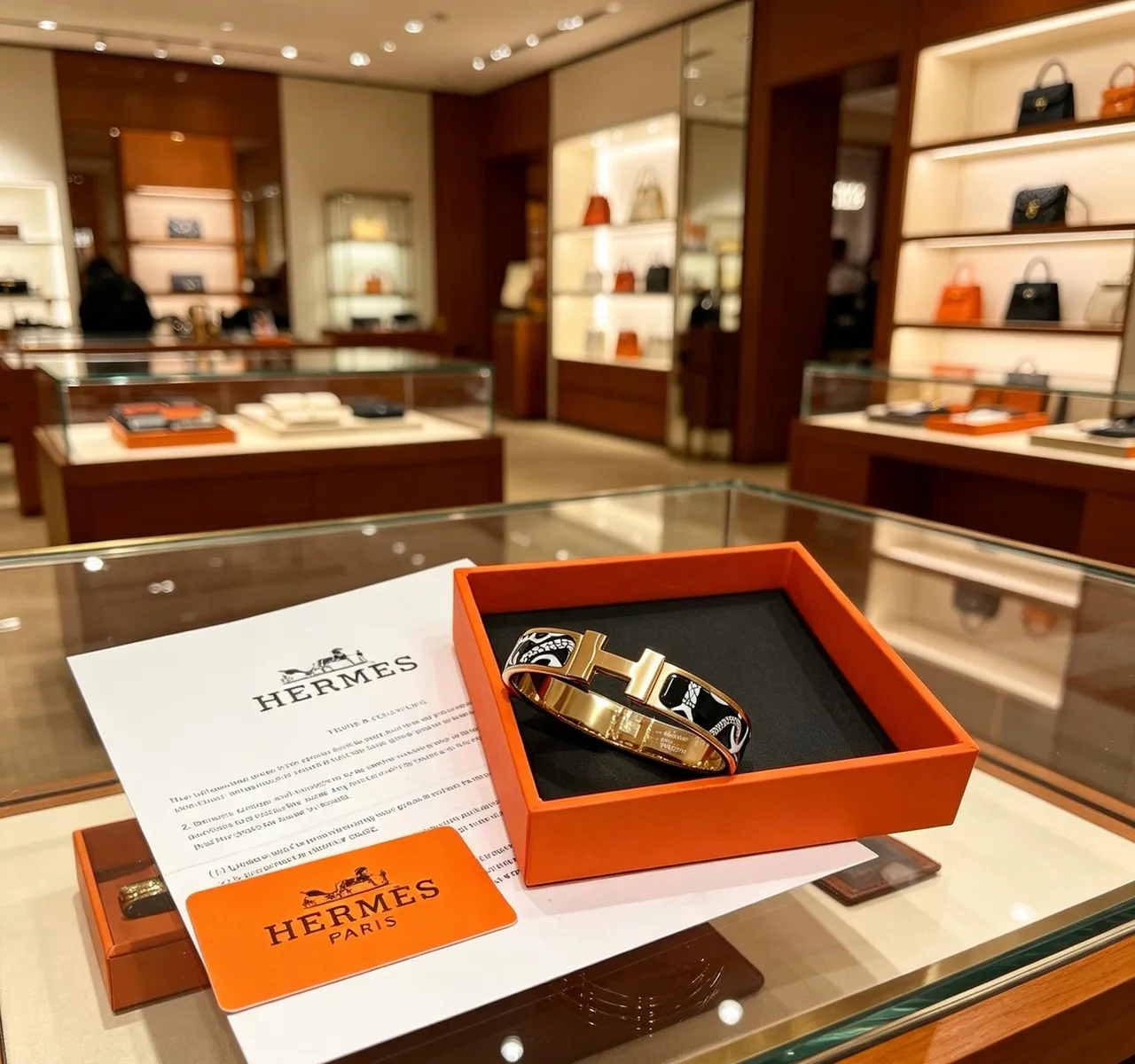 Hermès Clic H ব্রেসলেট সোনার রং কালো সাদা এনামেল ব্রেসলেট 7