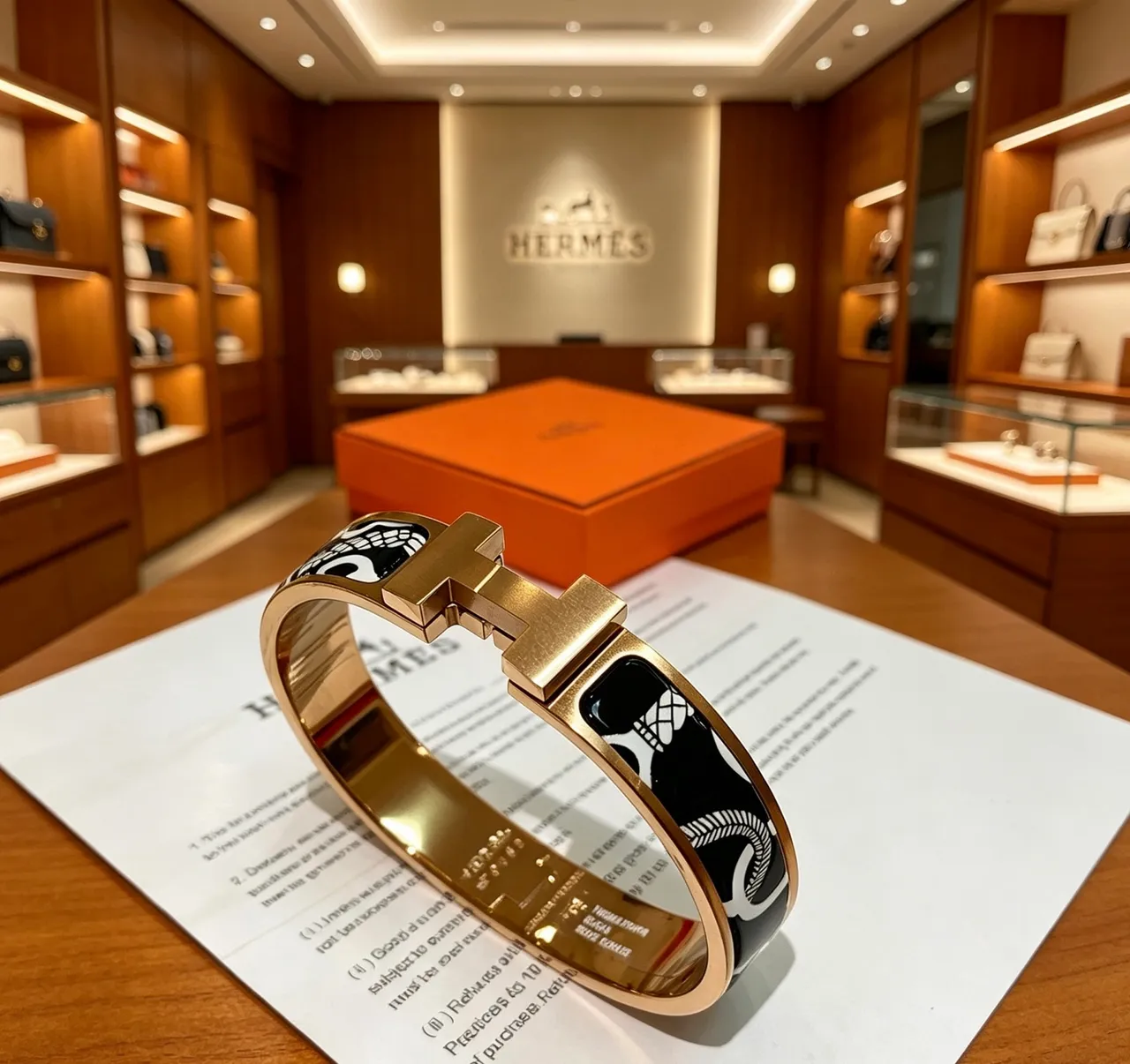 Hermès Clic H ব্রেসলেট সোনার রং কালো সাদা এনামেল ব্রেসলেট 9