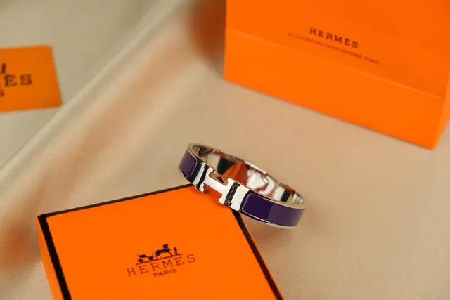 Hermès Clic H 薰衣草搪瓷银调金属手链 2