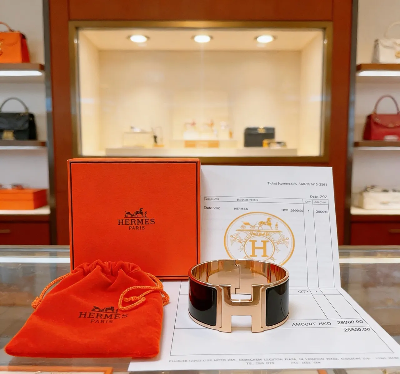 Hermès Clic H Bracelet de Poignet Large Émail Noir et Métal Doré 4
