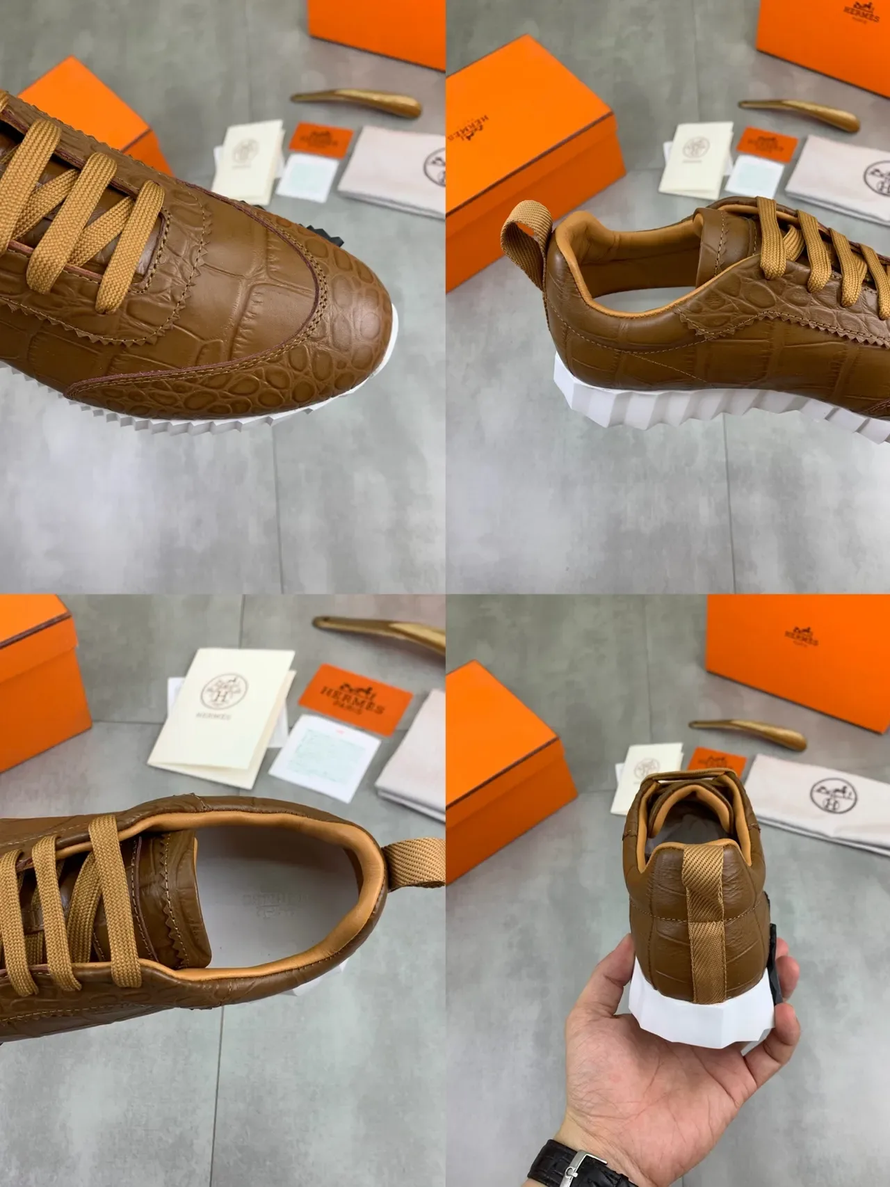 Hermès Croc-Embossed Leather Lifestyle Sneaker 2
