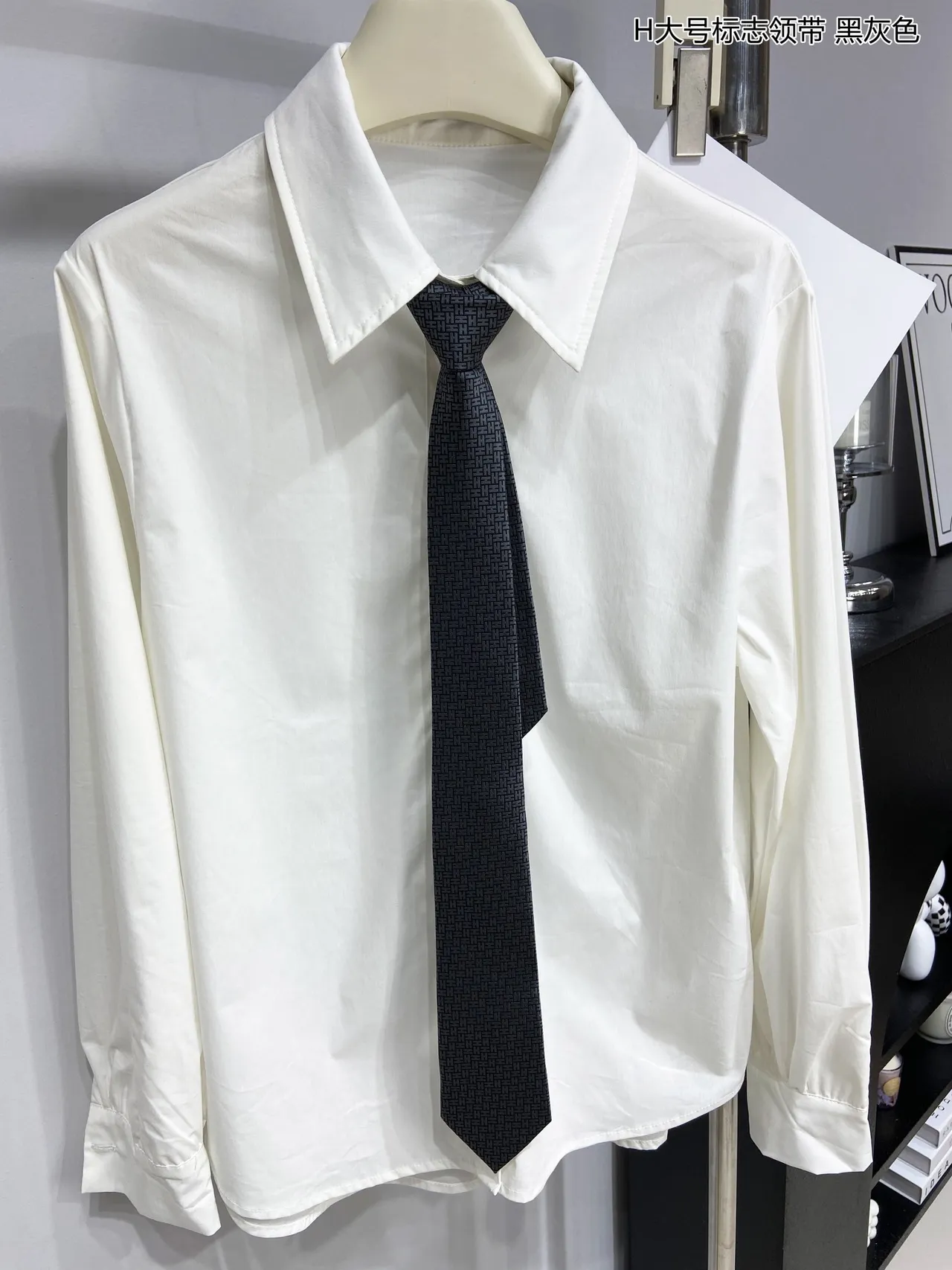 Hermès H-Motif Tejida Negro-Gris Corbata 7