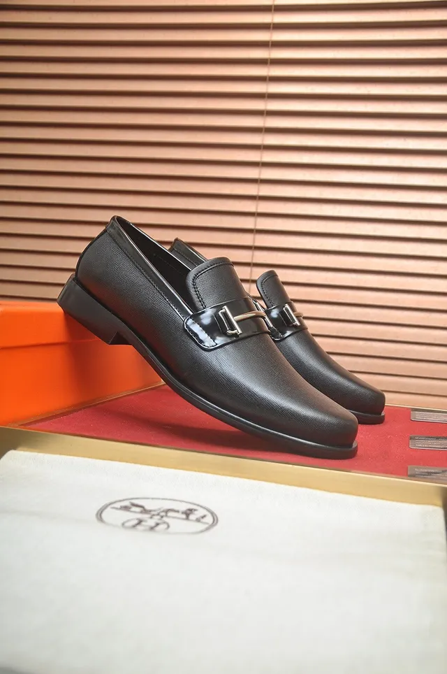 Hermès Oran Black Leather Horsebit Loafers 2