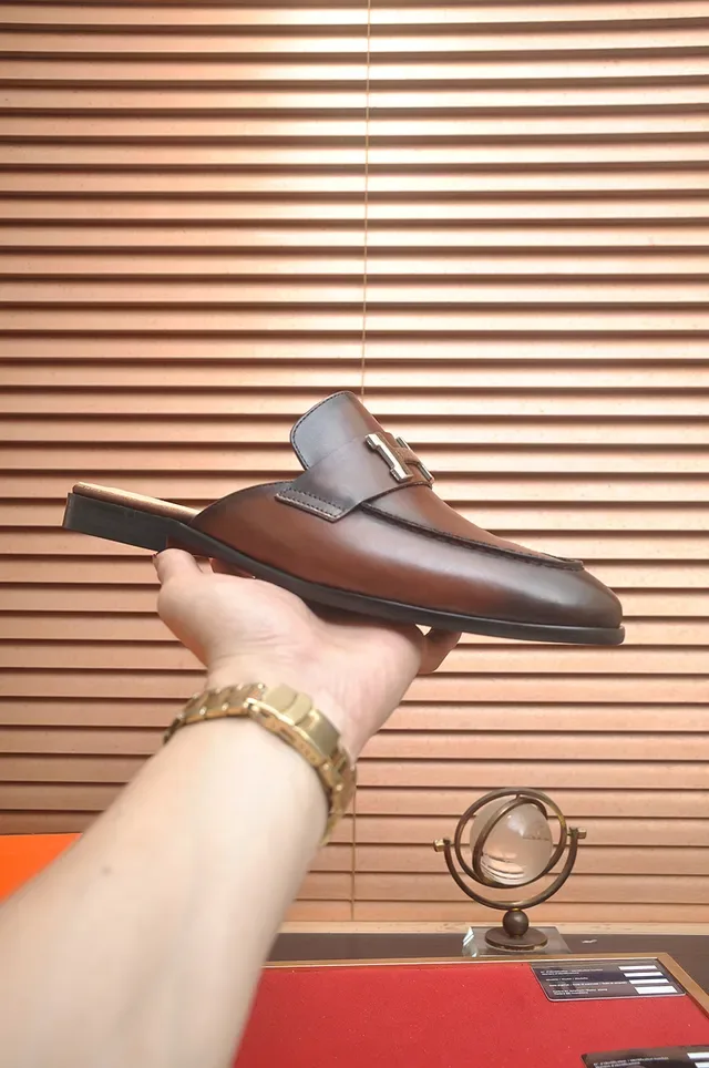 Hermès Oran Marrom Bege Couro Fivela H Hardware Loafer 4