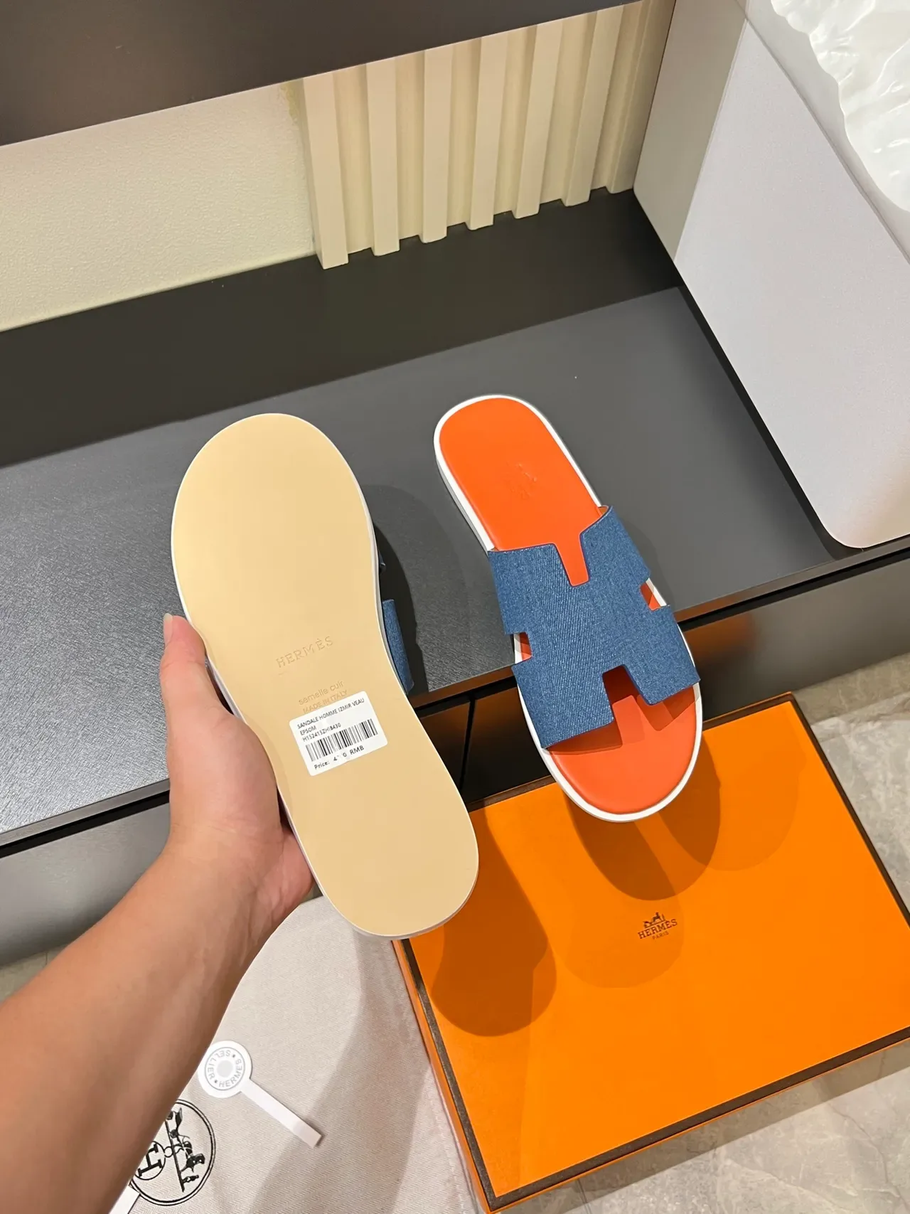 Sandálias Hermès Oran Denim H-Strap 3