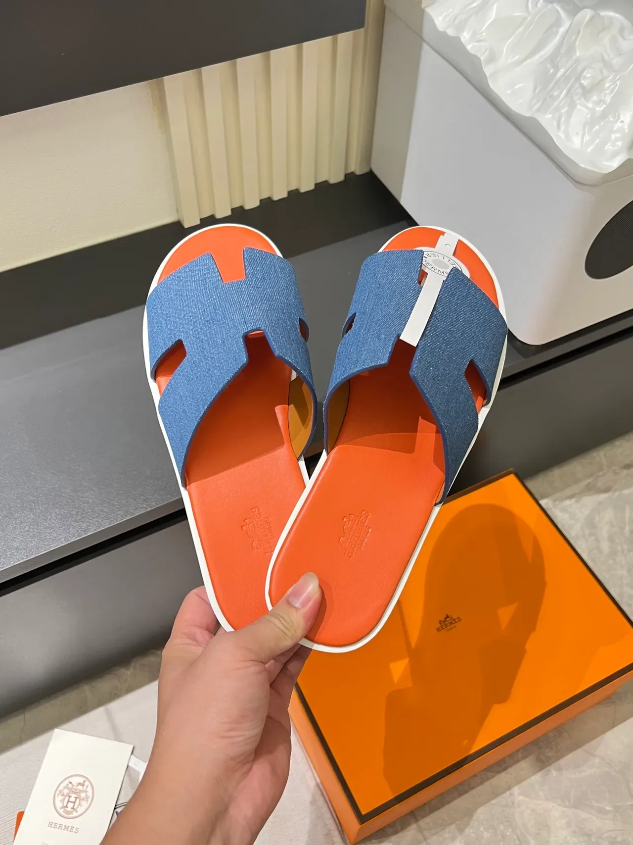 Sandálias Hermès Oran Denim H-Strap 7
