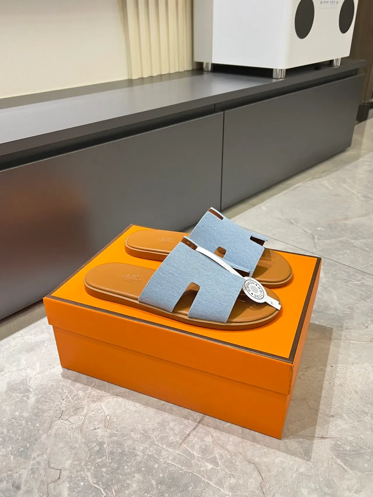Sandálias Hermès Oran Denim H-Strap 12