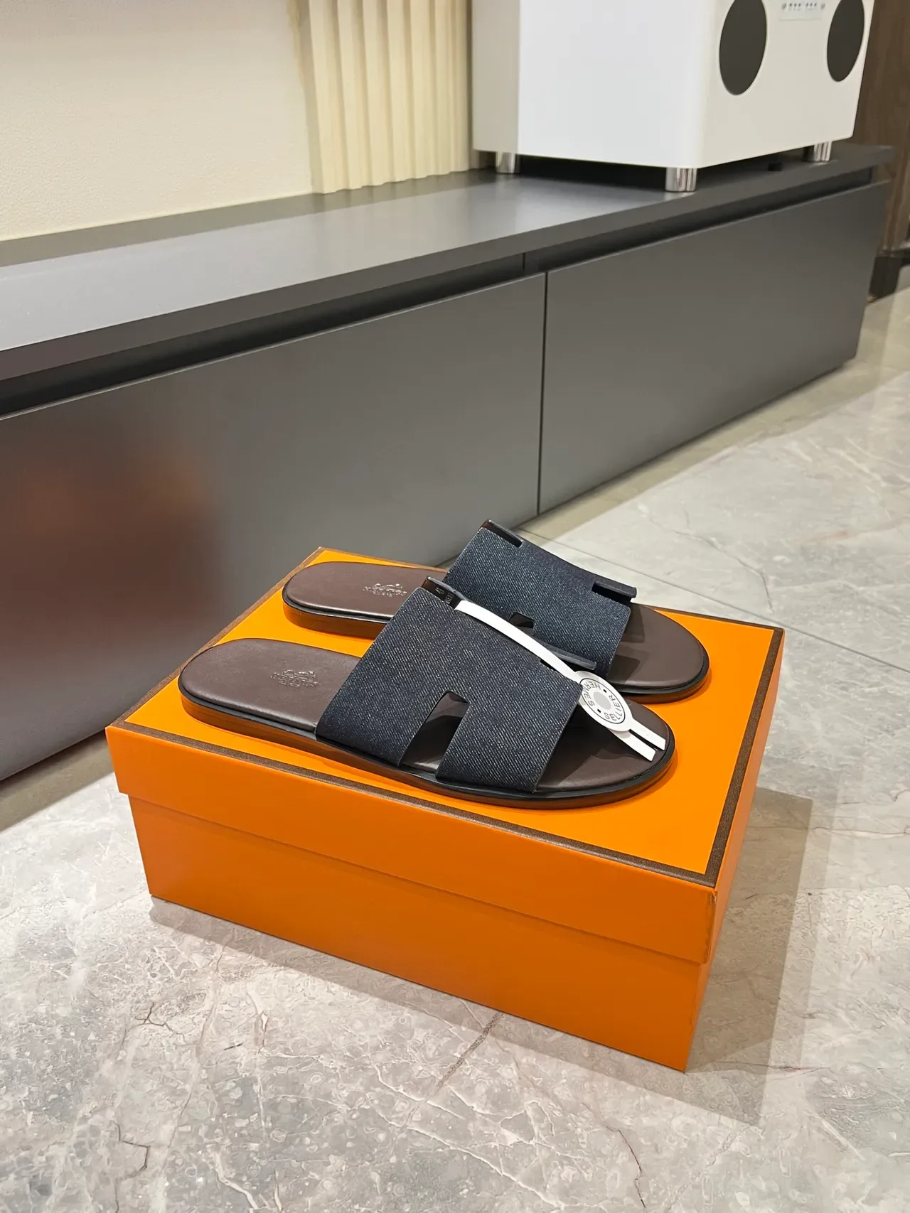 Sandálias Hermès Oran Denim H-Strap 14