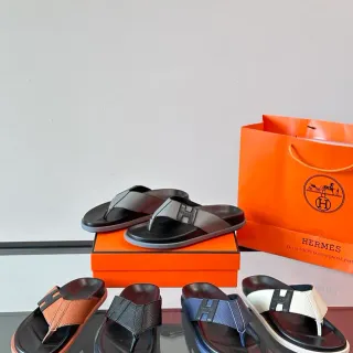 Hermès Oran H-Logo চামড়ার স্লিপার