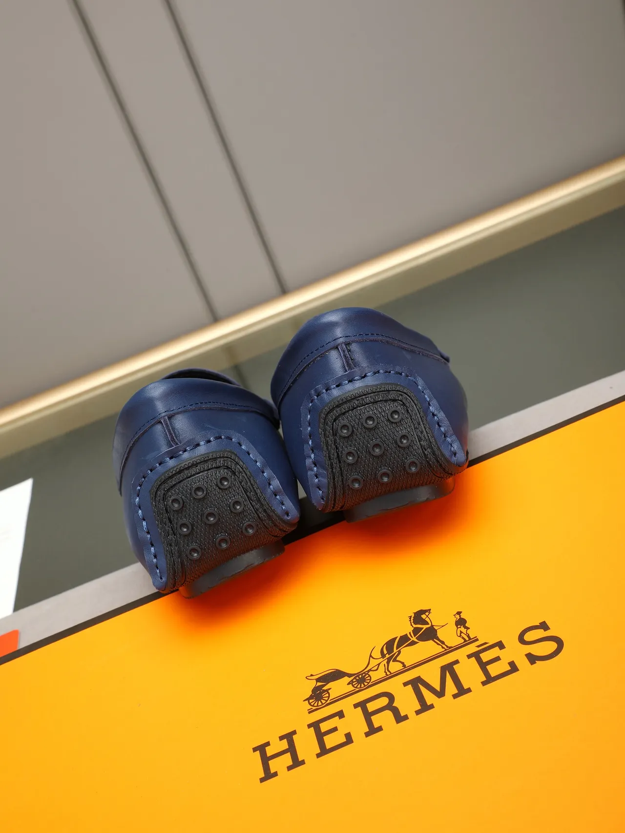 Hermès Oran Mocasim Couro Azul Marinho Mocasins 3