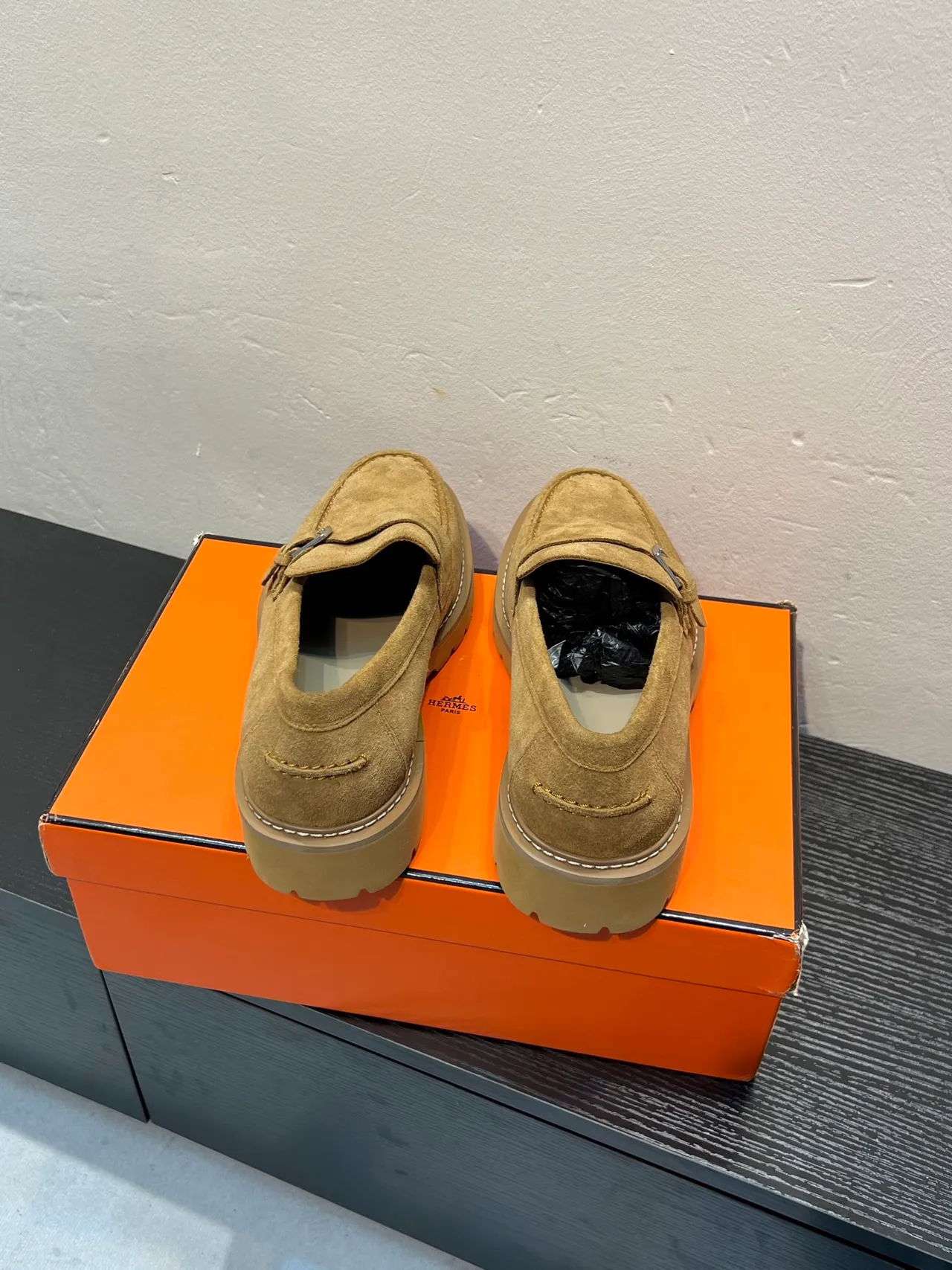 Hermès Oran Loafer Tan Suede Buckle Strap Loafer 6