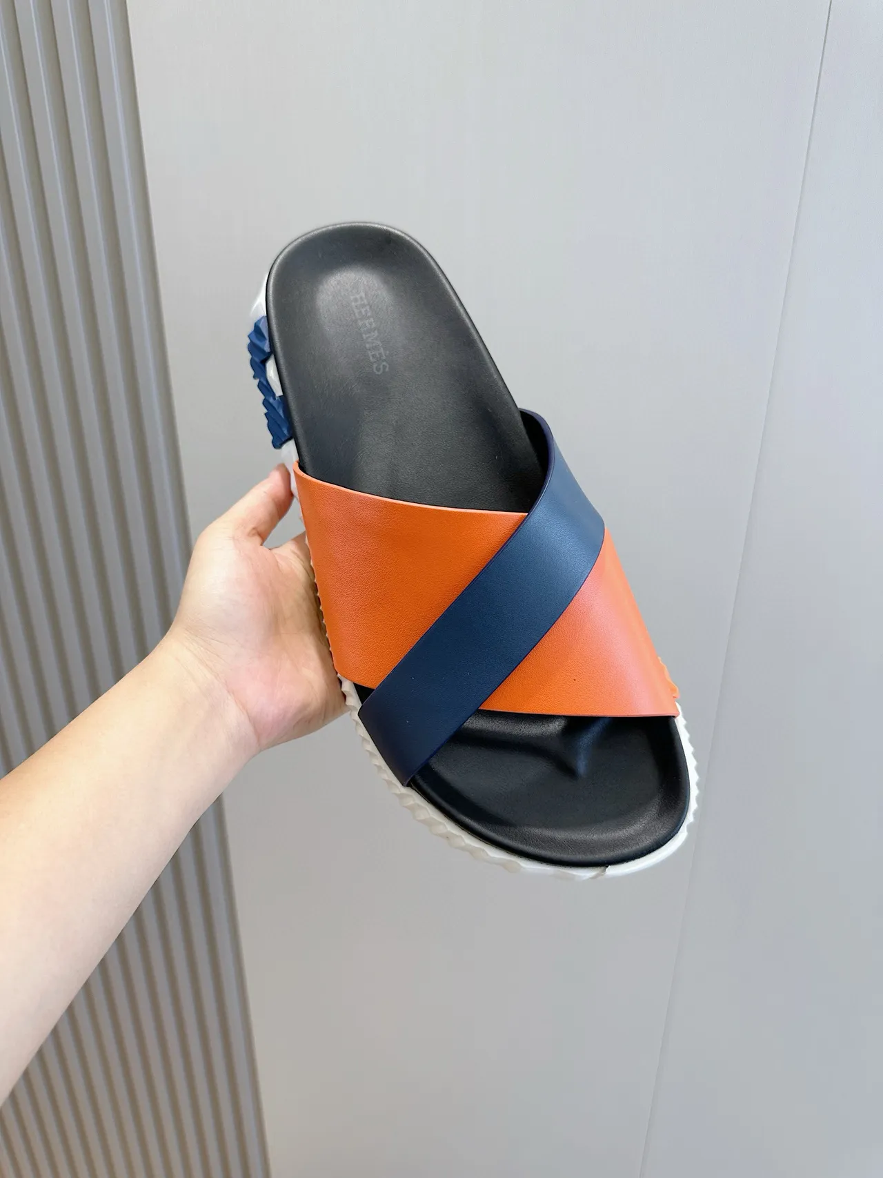 Hermès Oran Slide Orange Navy Black White Slippers 4