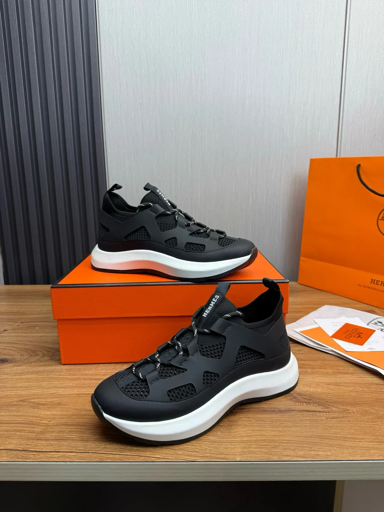 Hermès Oran Sneaker Black and White Lifestyle Sneakers 6