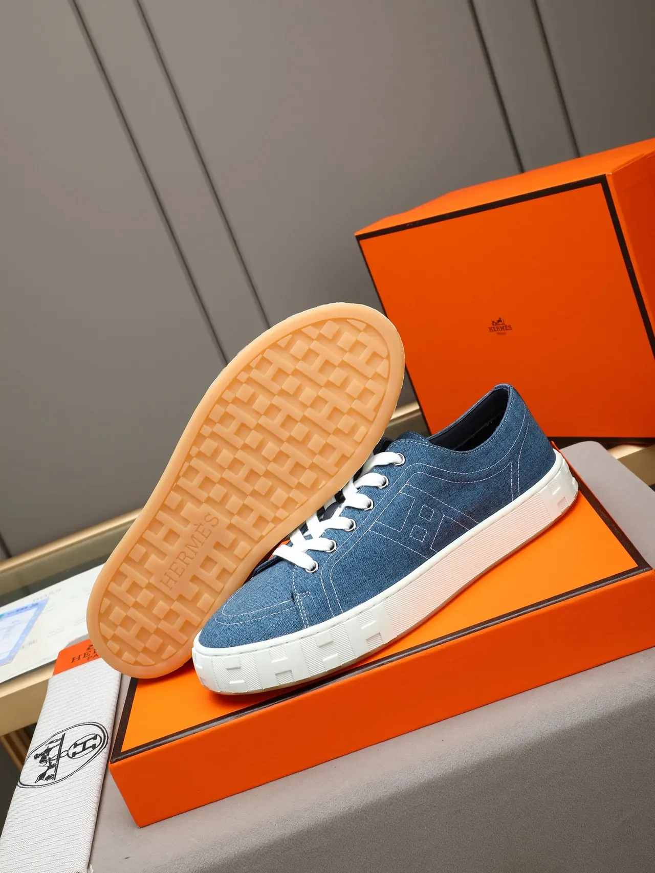 Hermès Oran Sneaker Denim Blue White Lifestyle Sneakers 5