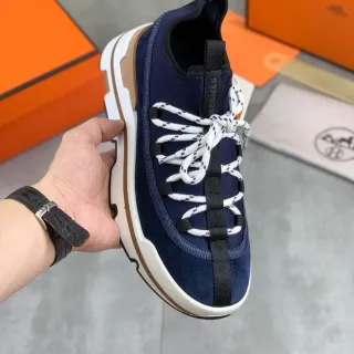 Hermès Oran 运动鞋 海军 麂皮 斑驳 系带 生活方式 运动鞋