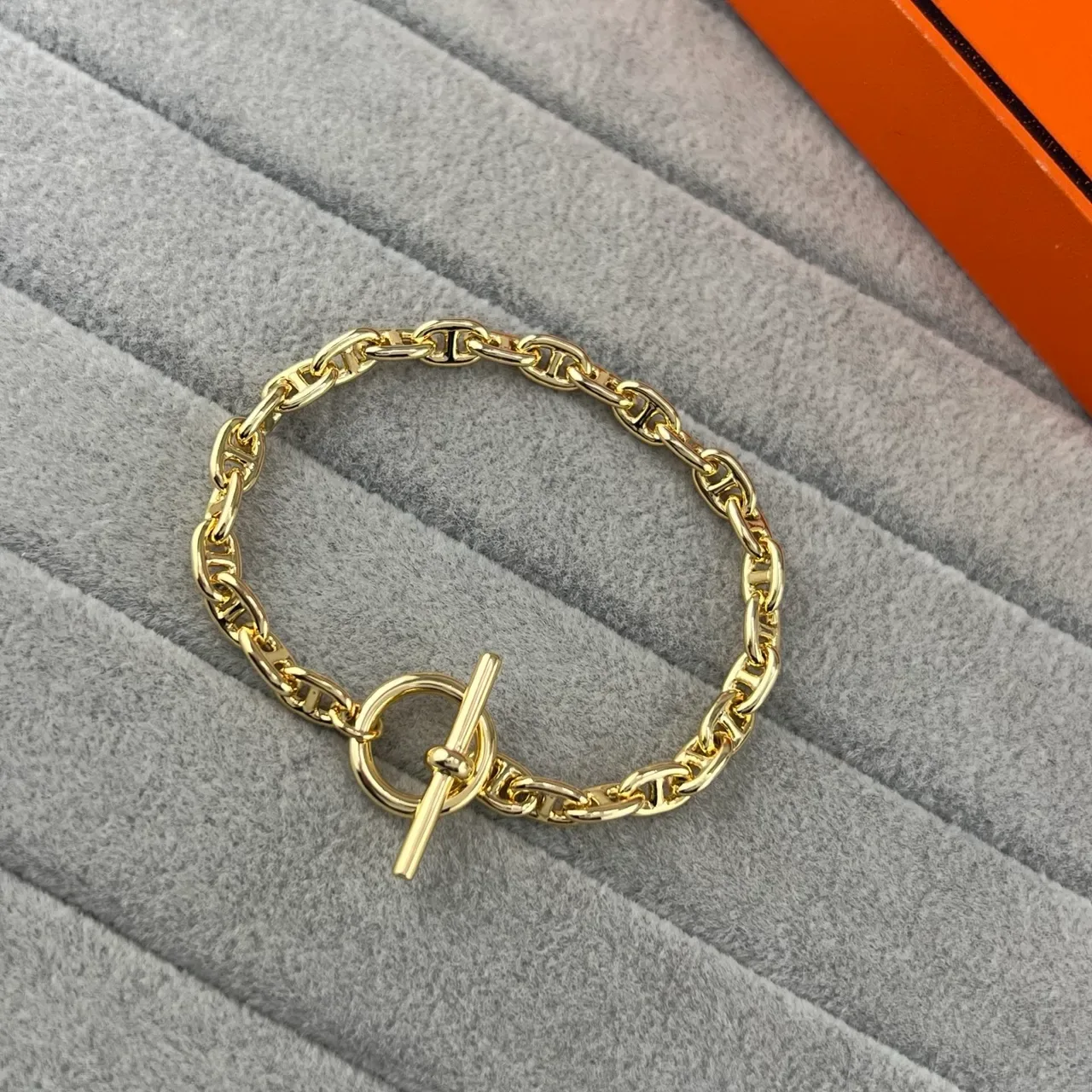 Hermès সিলভার গোল্ড চেইন-লিংক টগল ক্লাসপ ব্রেসলেট 3