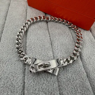 Hermès سوار سلسلة كيرب لينك ثقيلة فضية معدن مصقول