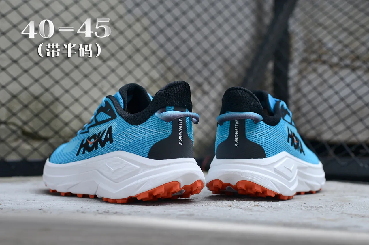 Hoka Blue Black Engineered Mesh Upper Thick White Midsole Running Shoes 6