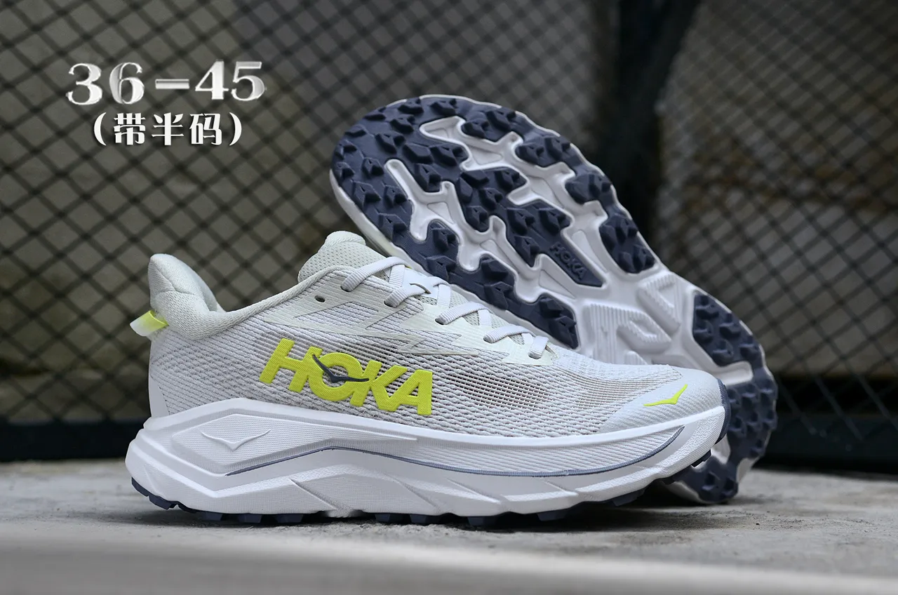 Hoka Clifton White Yellow Engineered Mesh Upper Thick Sculpted Midsole Running Shoes 7