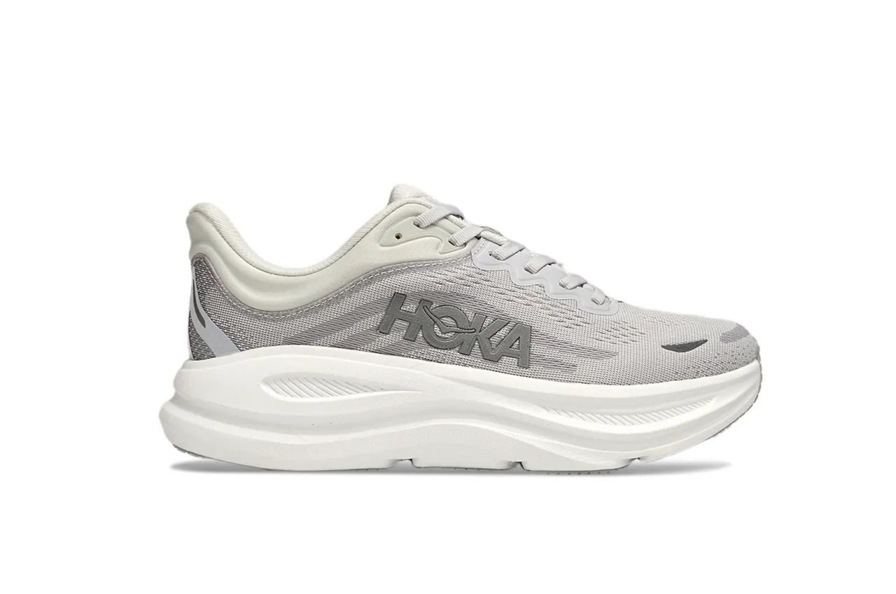 Hoka Gray White Engineered Mesh Upper Sculpted Midsole Running Shoes 2