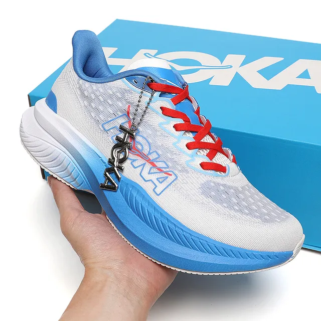 Hoka Mach 6 White Blue Red Running Shoes 2