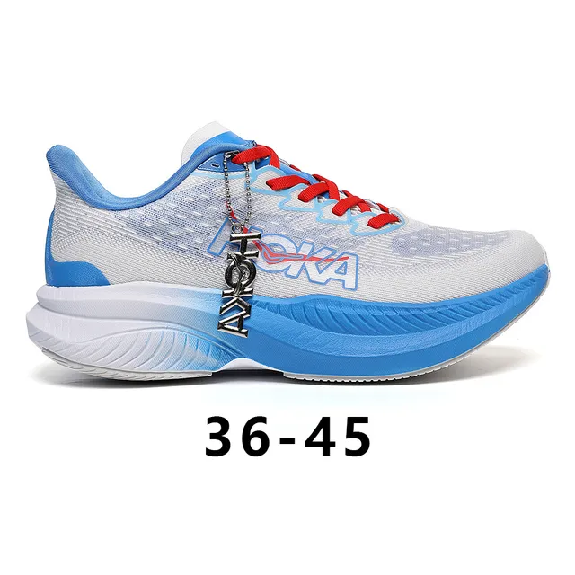 Hoka Mach 6 White Blue Red Running Shoes 3
