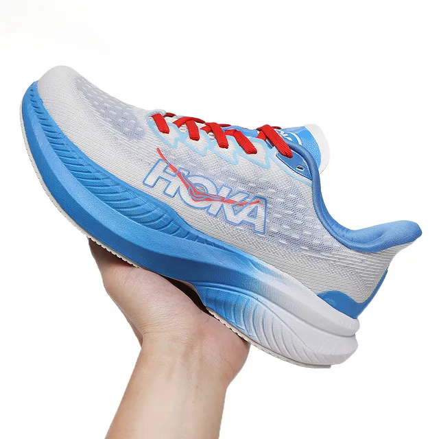 Hoka Mach 6 White Blue Red Running Shoes 5