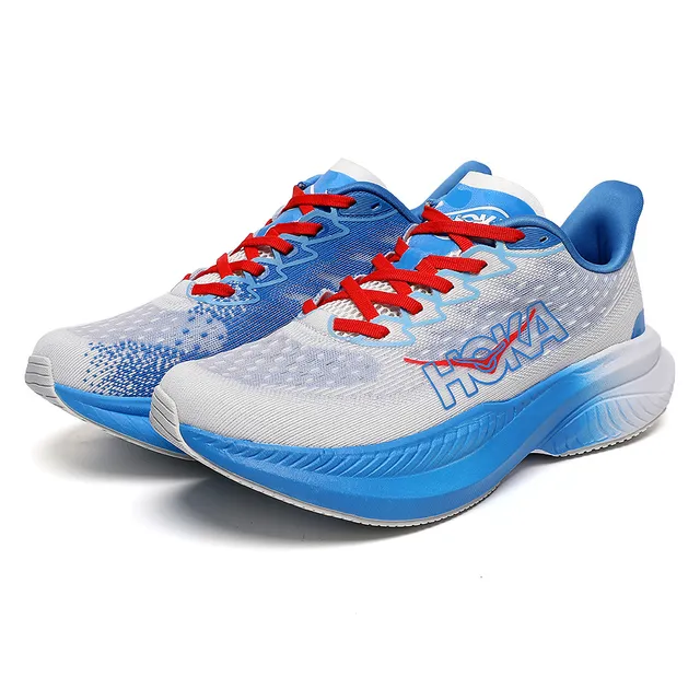 Hoka Mach 6 White Blue Red Running Shoes 7