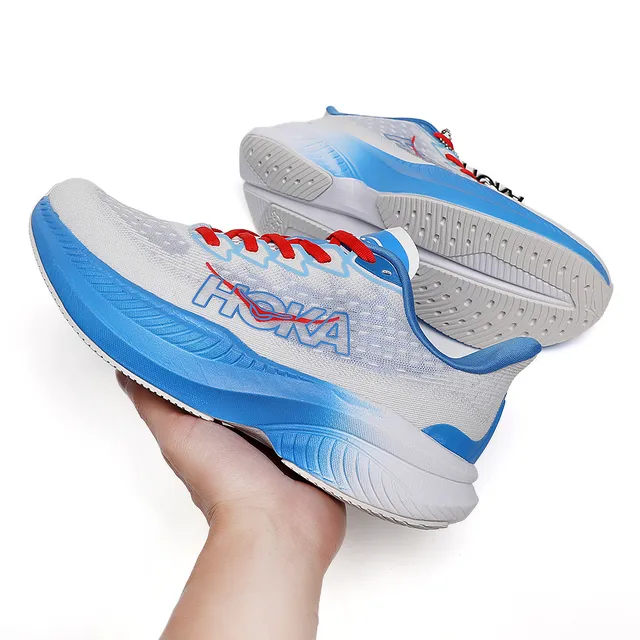 Hoka Mach 6 White Blue Red Running Shoes 8