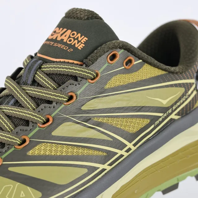 Hoka Mafate Speed 2 Army Green Lime Green Trail Running Shoes 6