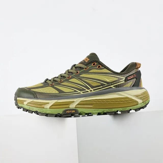 Hoka Mafate Speed 2 Army Green Lime Green Trail Running Shoes 9