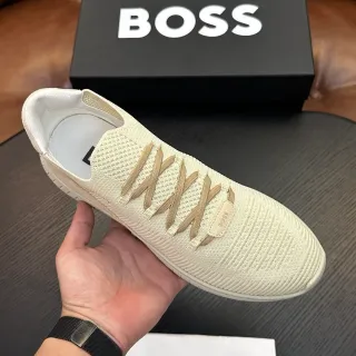 Hugo Boss 米色白色针织鞋面一脚蹬造型生活方式运动鞋