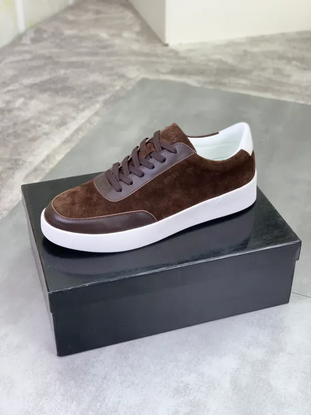 Hugo Boss Brown Suede and Leather Panelled Lifestyle Sneaker 4