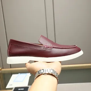 Hugo Boss Burdeos Blanco Moc-Toe Construcción Costura Contraste Topstitching Mocasín